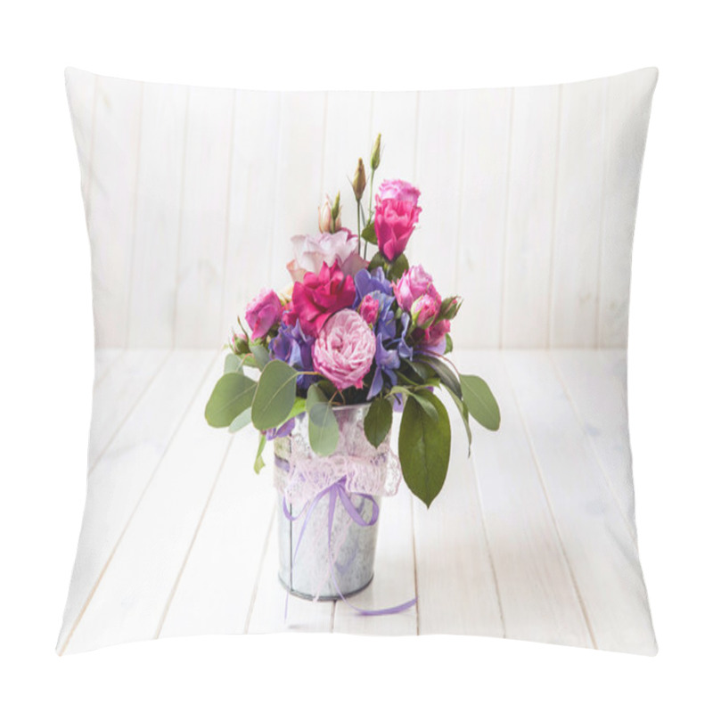 Personality  Flowers. Bouquet Of Roses In A Bucket Pillow Covers