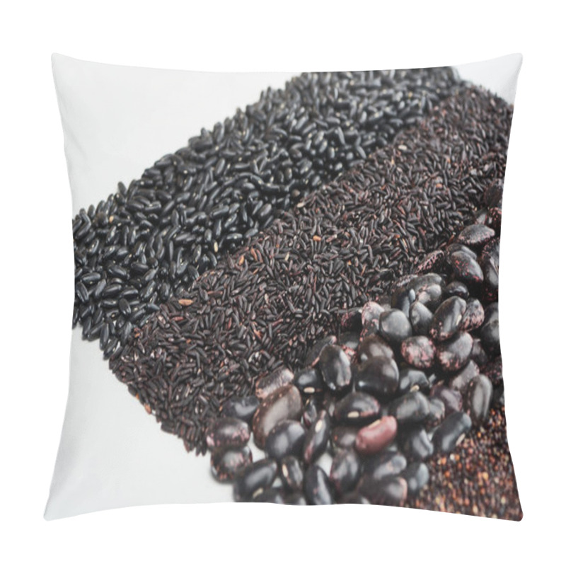 Personality  Assorted Black Beans, Quinoa And Rice Isolated On White Pillow Covers