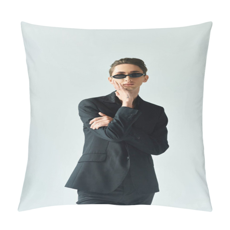 Personality  A Young Person Exudes Confidence And Pride, Styled In Sleek Fashion. Pillow Covers