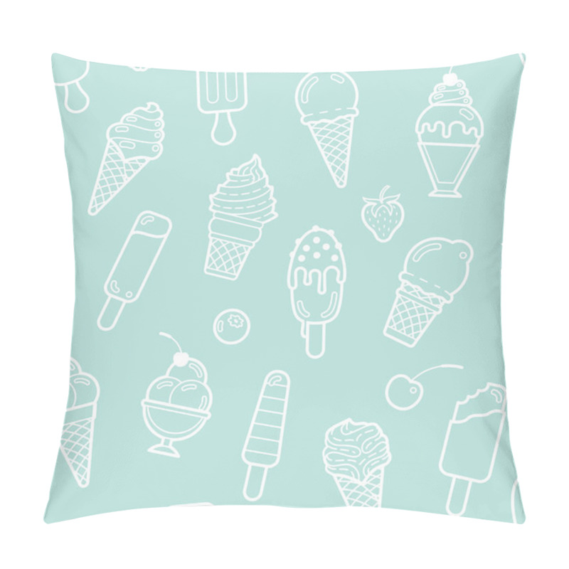 Personality  Vector Cute Mint Seamless Pattern With Ice Creams Pillow Covers