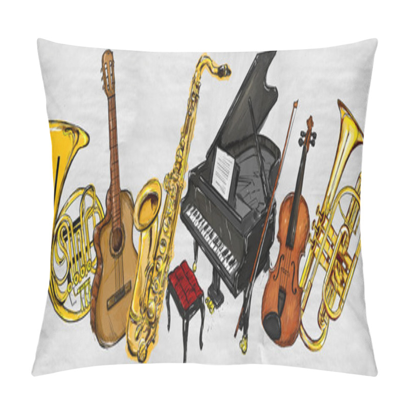 Personality  Painting Music Instruments Pillow Covers