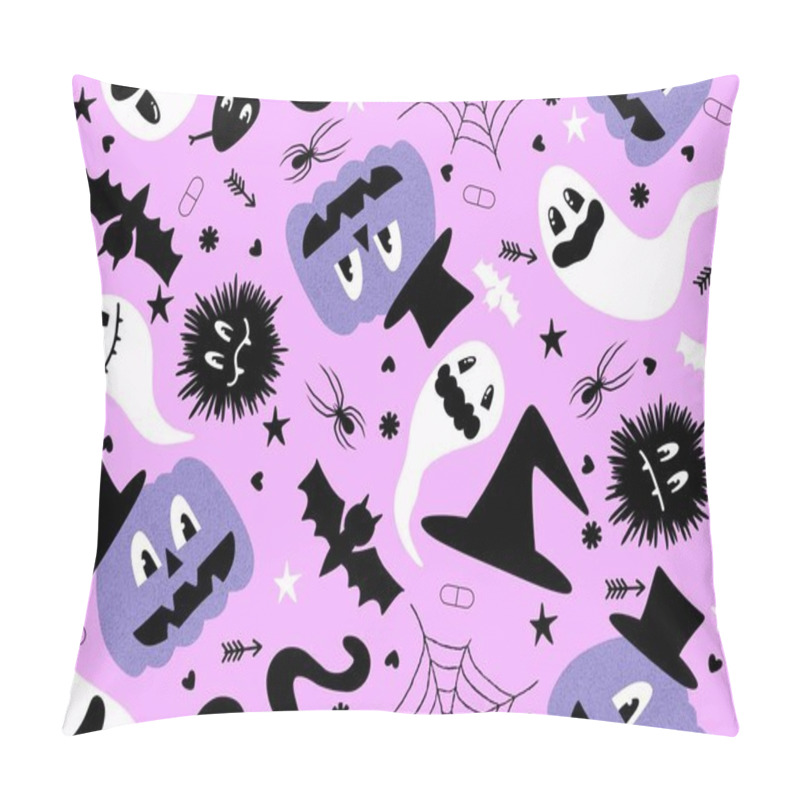 Personality  Halloween Ghost Seamless Cartoon Spider And Web And Skulls Pattern For Wrapping Paper And Clothes Print And Kids Accessories And Fabrics And Gif Box. High Quality Illustration Pillow Covers