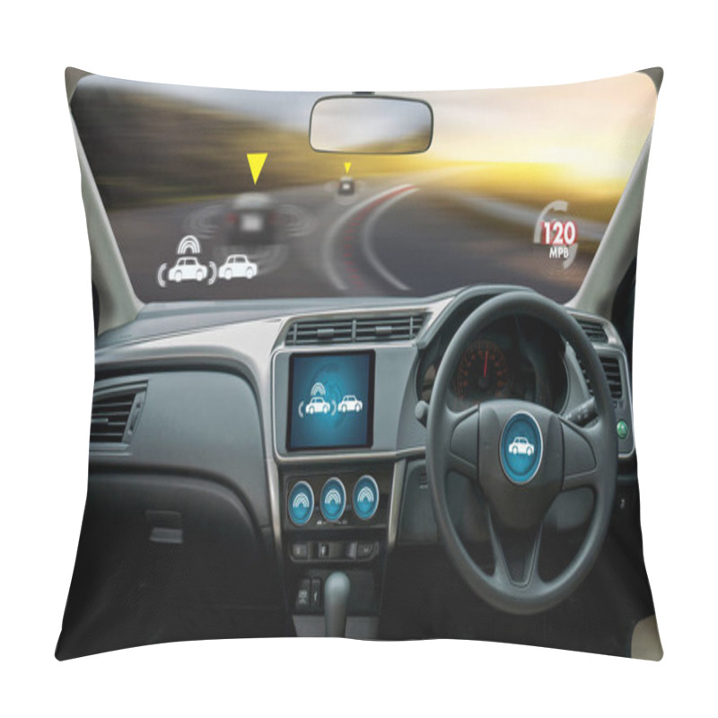 Personality  Autonomous Driving Car And Digital Speedometer Technology Image  Pillow Covers