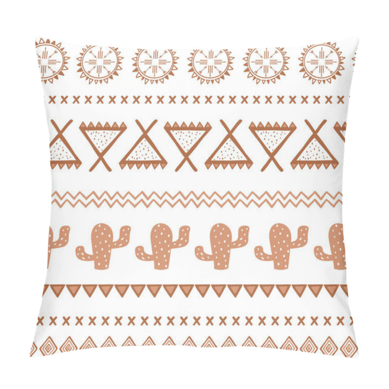 Personality  Vector Tribal Ethnic Seamless Pattern. Aztec Abstract Background. Mexican Ornament Texture In Coffee Brown Color Pillow Covers