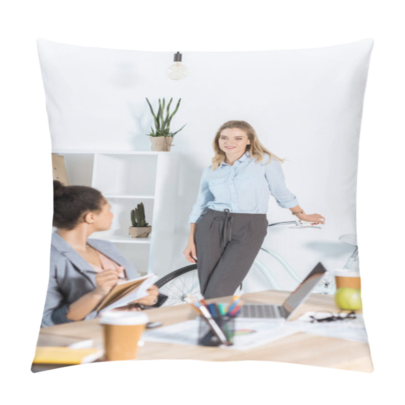 Personality  Multiethnic Businesswomen At Office Pillow Covers