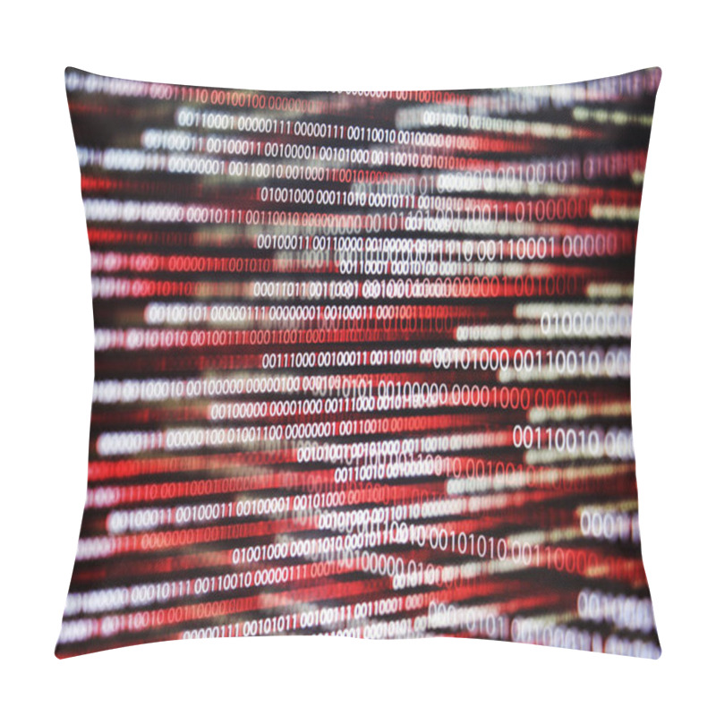 Personality  Multiple Exposure Red Binary Code Lines. Error And Computer Problems Concepts. Pillow Covers