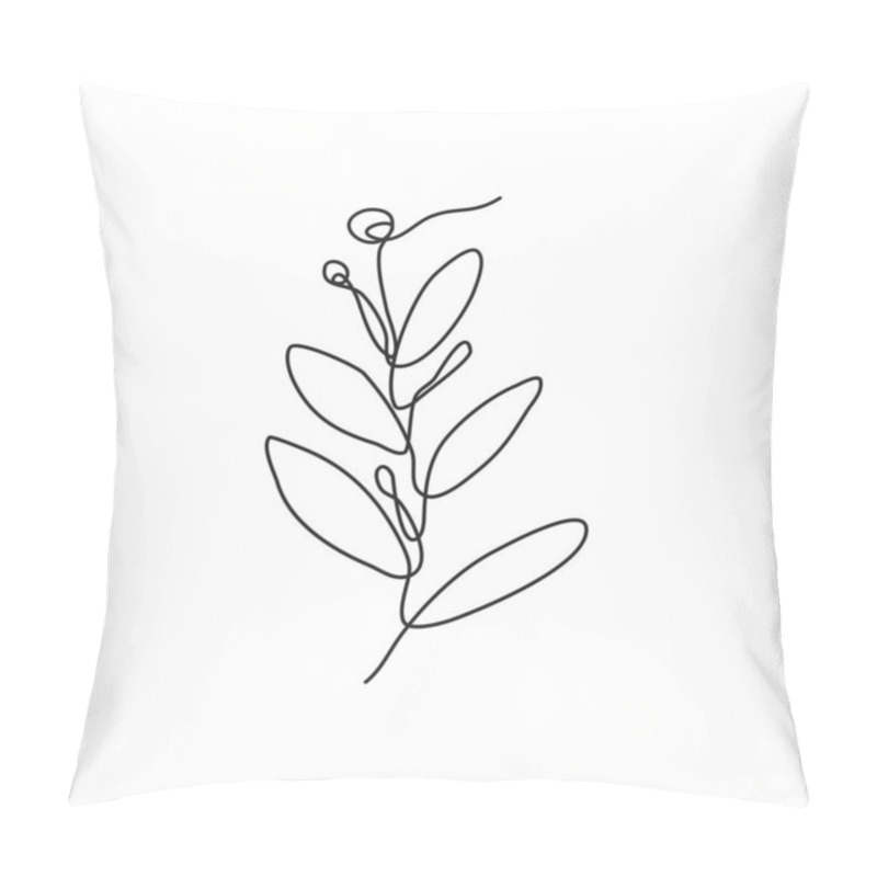 Personality  One Line Drawing Of Leaves And Mini Fruit. Continuous Line Art Pillow Covers