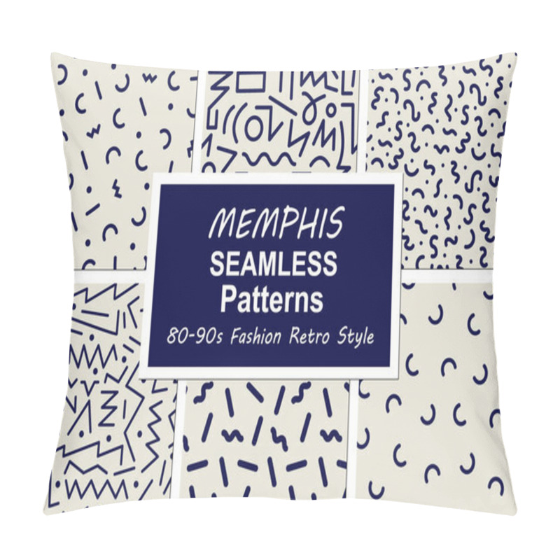 Personality  Collection Of Swatches Memphis Seamless Vector Trendy Patterns. Fashion 80-90s Retro Style. Pillow Covers