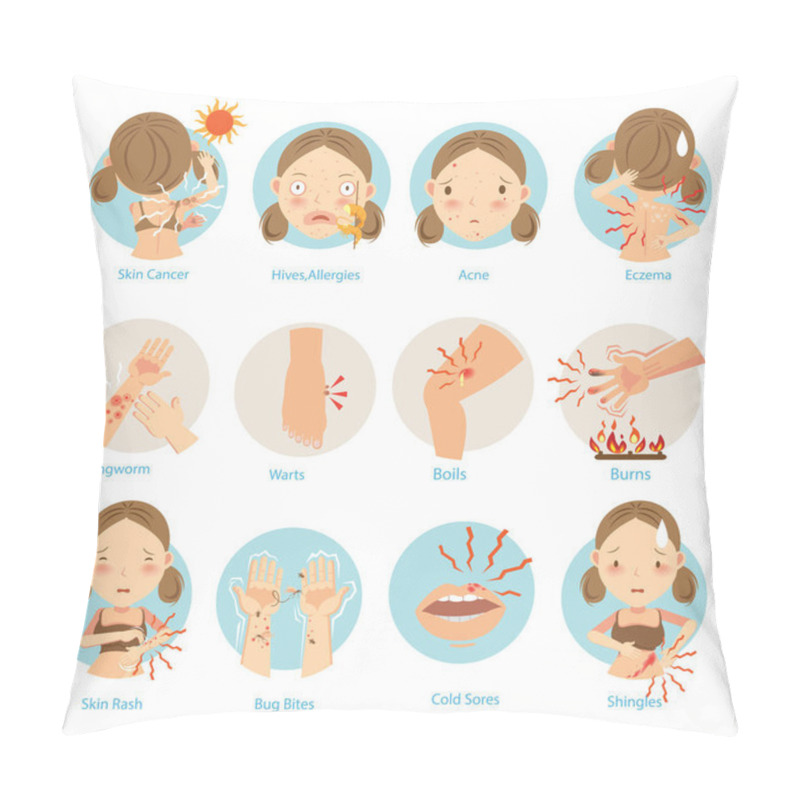 Personality  Skin Problems Vector Illustration Pillow Covers