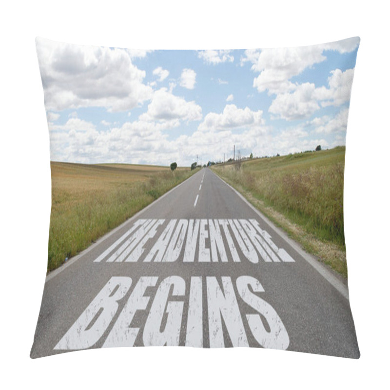 Personality  The Adventure Begins Message Written On The Road Pillow Covers