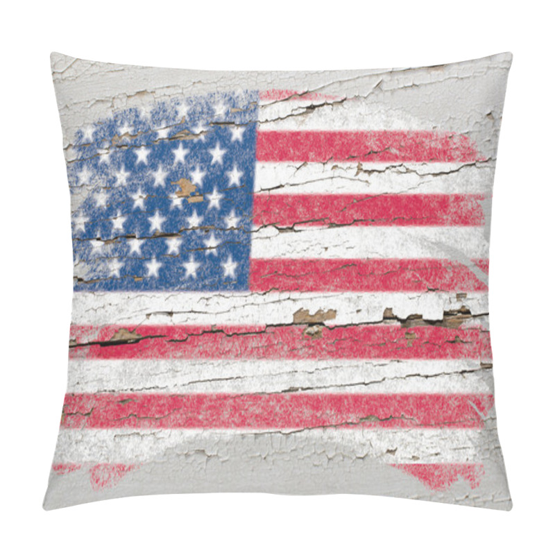 Personality  Flag Of USA On Grunge Wooden Texture Painted With Chalk Pillow Covers