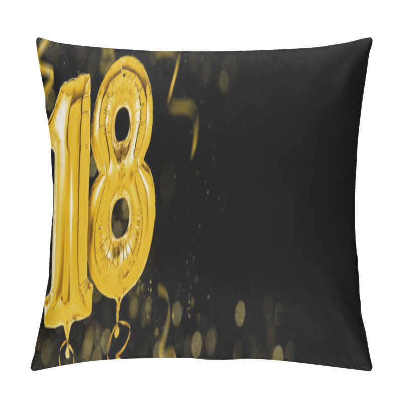 Personality  Golden Balloons With Copy Space - Number 18 Pillow Covers