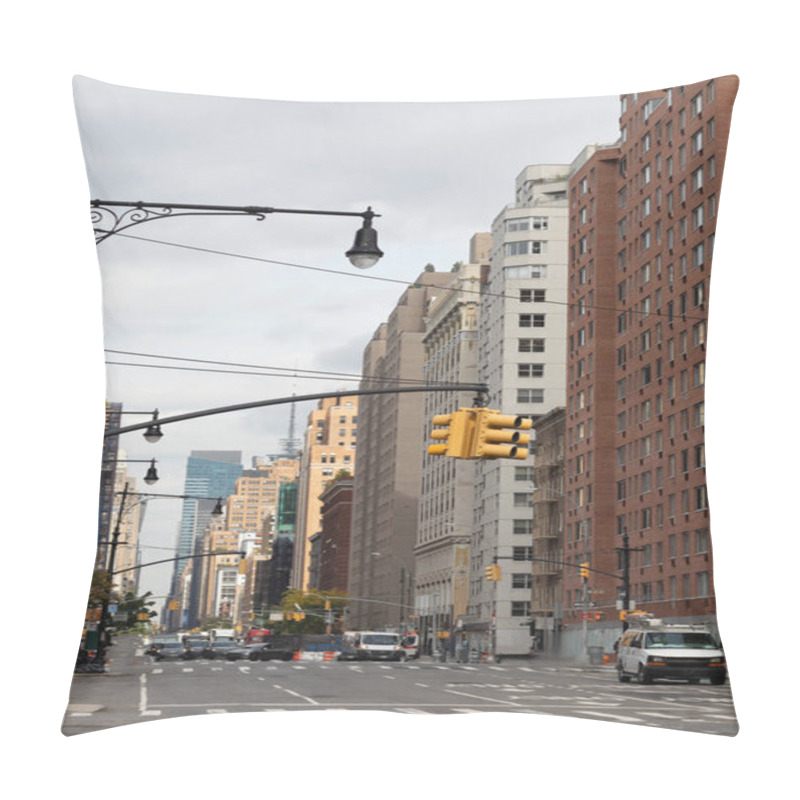 Personality  Traffic Lights Above Road On Urban Street In Manhattan  Pillow Covers