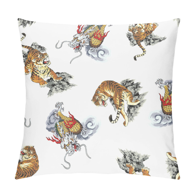 Personality  Pattern Tiger And Dragon Pillow Covers