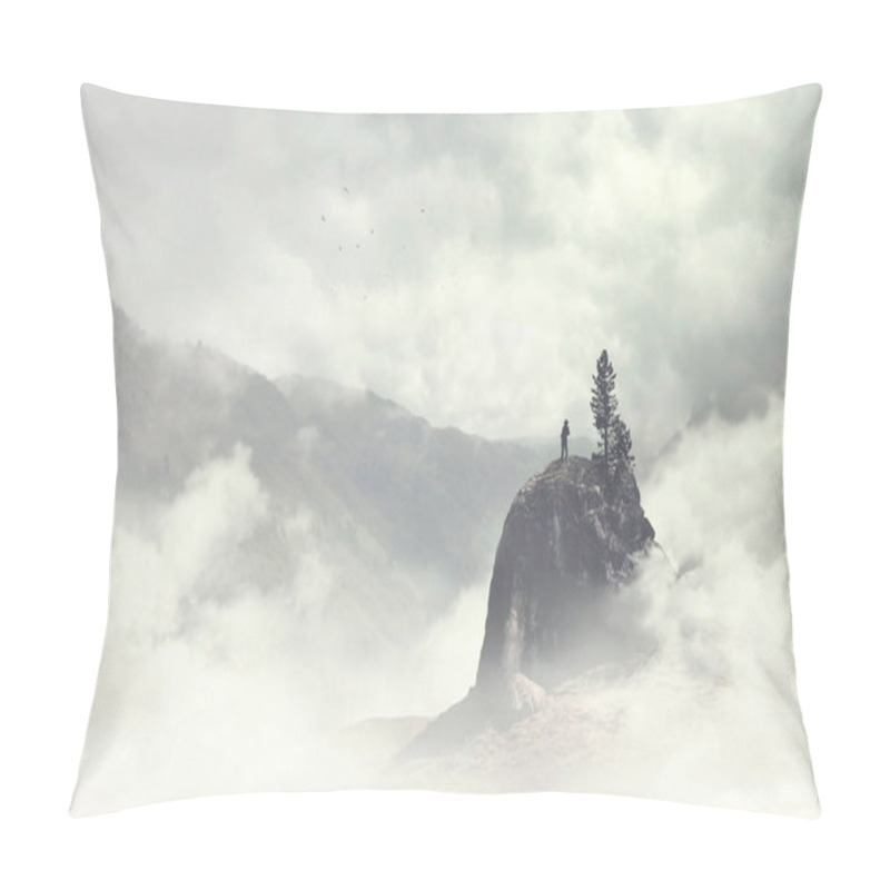 Personality  Man Of The Top Of The Mountain In The Fog Pillow Covers