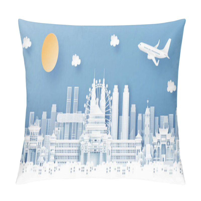 Personality  Panorama View Of Chongqing, China With Temple And City Skyline With World Famous Landmarks In Paper Cut Style Vector Illustration Pillow Covers