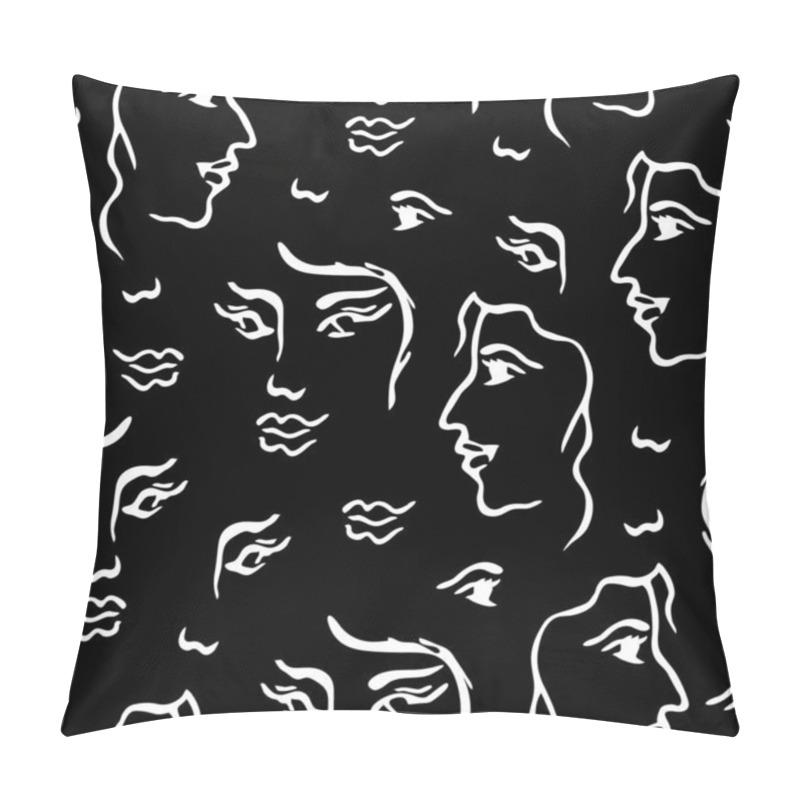 Personality  Women Faces On Contrast Background.  Pillow Covers