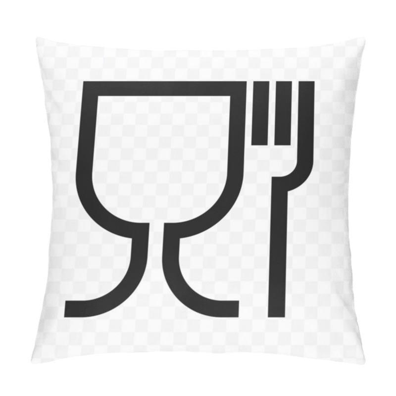 Personality  Food Grade Vector Icon. Food Safe Material Wine Glass And Fork Symbol Pillow Covers