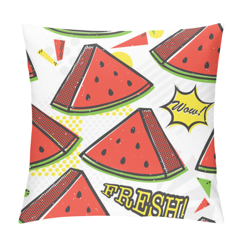 Personality  Pop Art Style Watermelon Seamless Vector Pattern White Pillow Covers