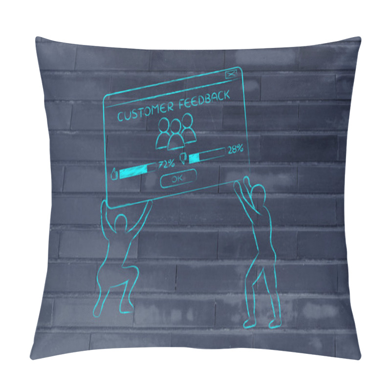 Personality  Men Lifting Pop-up With Feedback Customer Satisfaction Results Pillow Covers