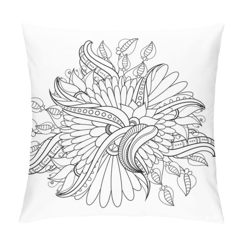 Personality  Vector Monochrome Background With Abstract Flowers Pillow Covers