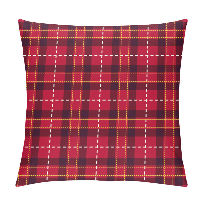 Personality  Red Tartan Plaid Material Background. Seamless Pattern, Vector Illustration Pillow Covers