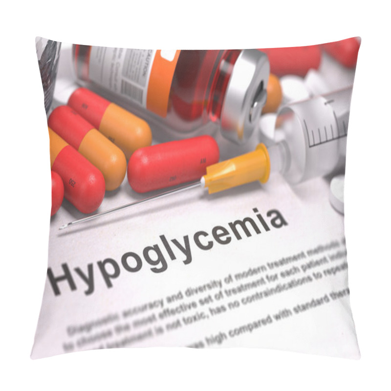 Personality  Hypoglycemia Diagnosis. Medical Concept. Pillow Covers