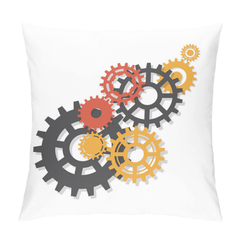 Personality  Gears, Trundles And Cogwheels, Machine Mechanism. Vector Pillow Covers