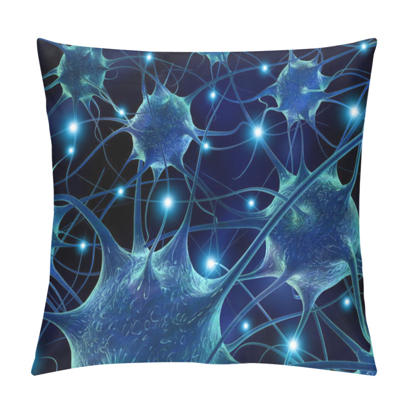 Personality  3d Rendering Illustration Of Neurons. Pillow Covers