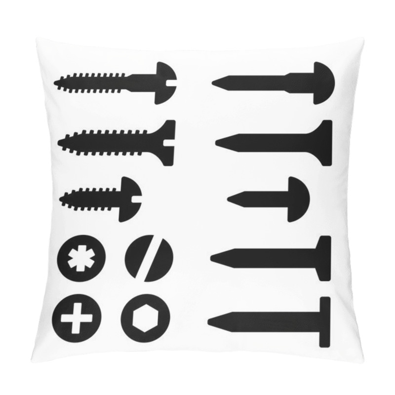 Personality  Screws, Nuts And Nails Icons Set Pillow Covers