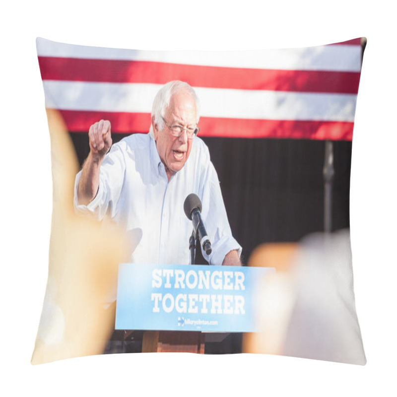 Personality  LAS VEGAS, NV - November 6, 2016: Bernie Sanders Campaigns For D Pillow Covers