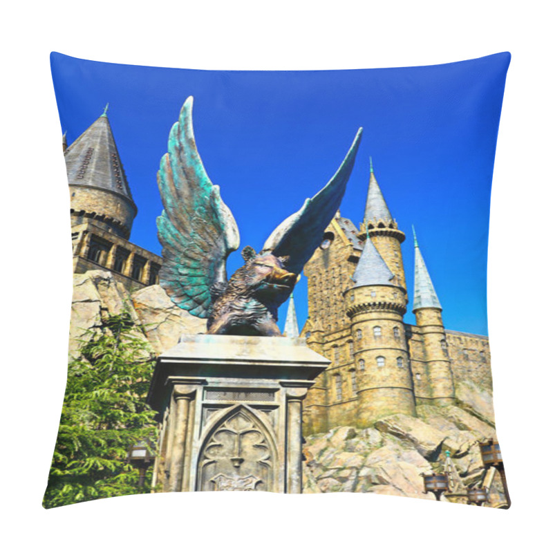 Personality  Osaka, Japan - Nov 5, 2018: Hogwarts Castle In Universal Studios Japan In Osaka City. Pillow Covers