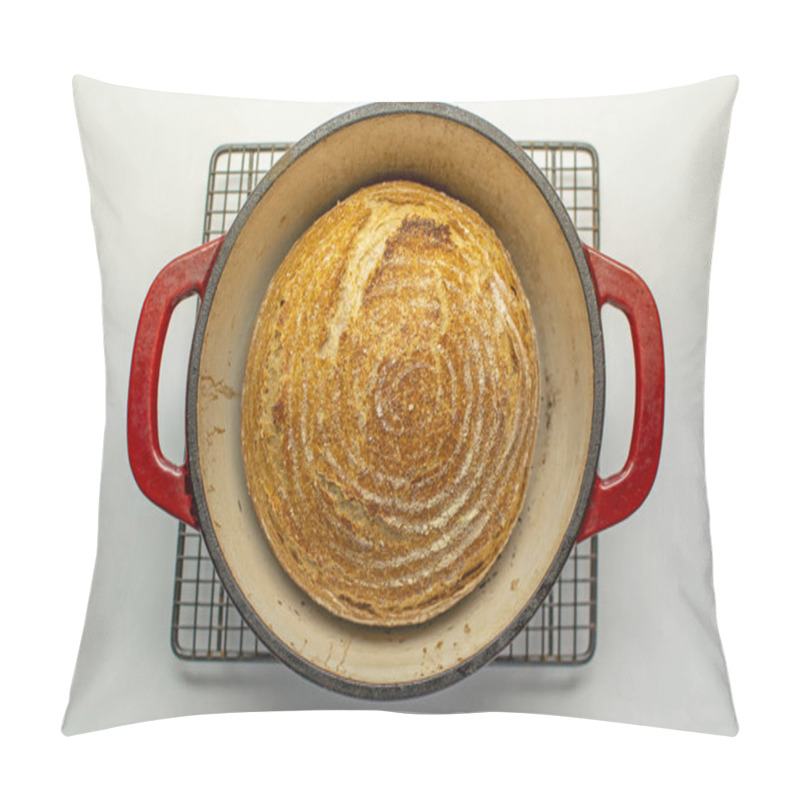 Personality  Whole Wheat Bread Loaf Baked In Dutch Oven Iron Cast Pot Fresh From The Oven, Pure Levain Recipe Pillow Covers