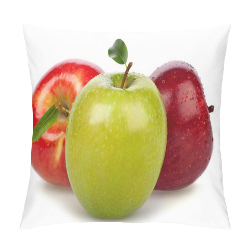 Personality  Red Green Apples Group Isolated On White Pillow Covers