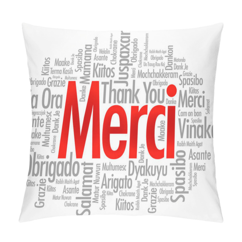 Personality  Merci (Thank You In French) Word Cloud In Different Languages Pillow Covers