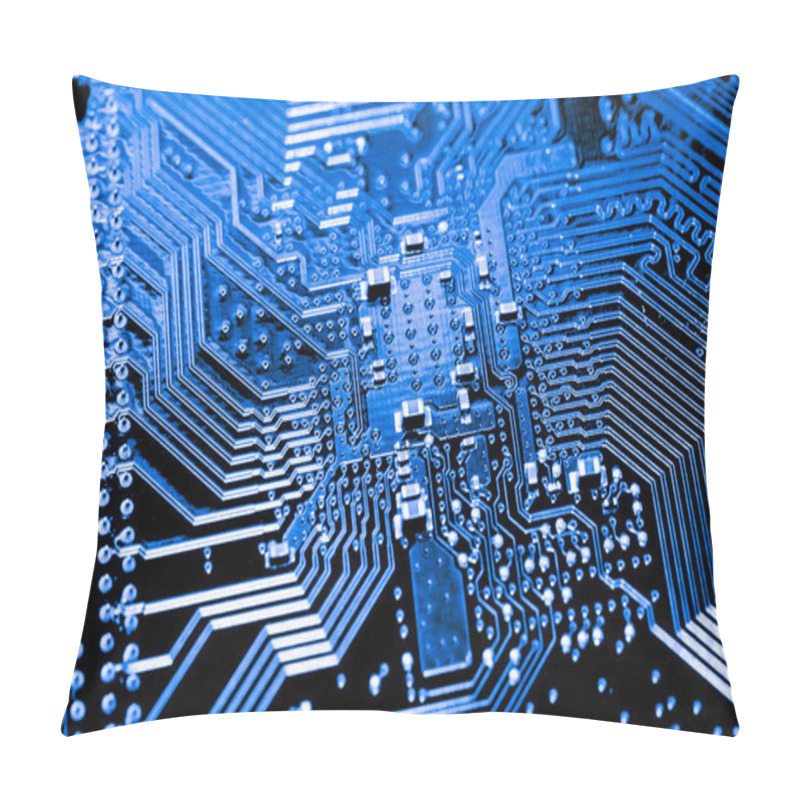 Personality  Abstract,close Up Of Mainboard Electronic Computer Background.(logic Board,cpu Motherboard,Main Board,system Board,mobo) Pillow Covers