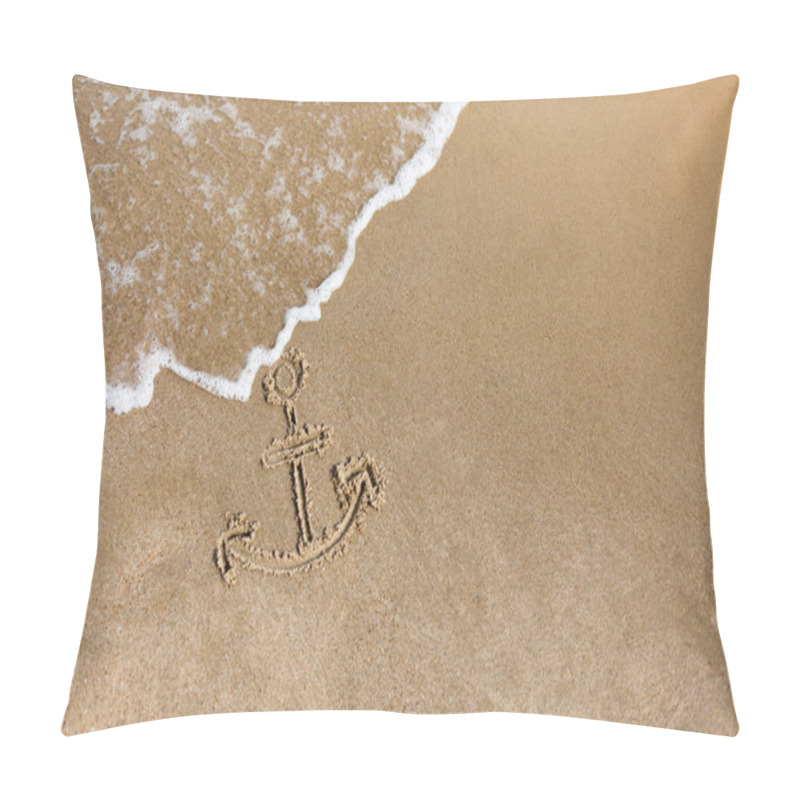 Personality  Anchor Drawn On The Beach Sand. Summer Holidays Background Pillow Covers