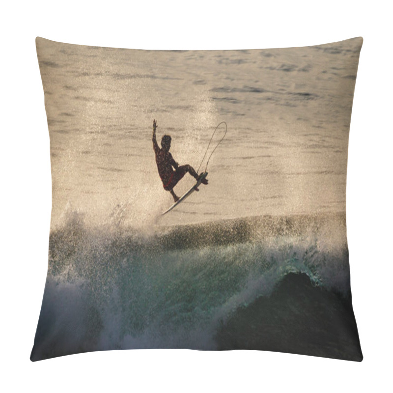 Personality  Surfer Doing Air Reverse At Uluwatu At Sunset. Extreme Sports. Lifestyle. Bali, Indonesia. Pillow Covers