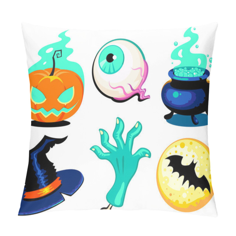 Personality  Set Of Cute Vector Halloween Elements, Objects And Icons For You Pillow Covers