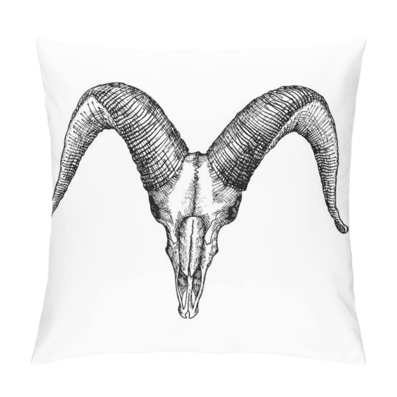 Personality  Goat Skull Hand Drawn Sketch Pillow Covers