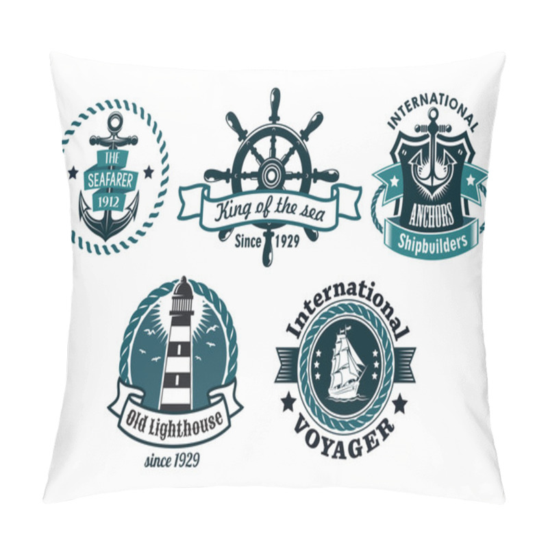 Personality  Nautical Themed Emblems Or Badges Pillow Covers