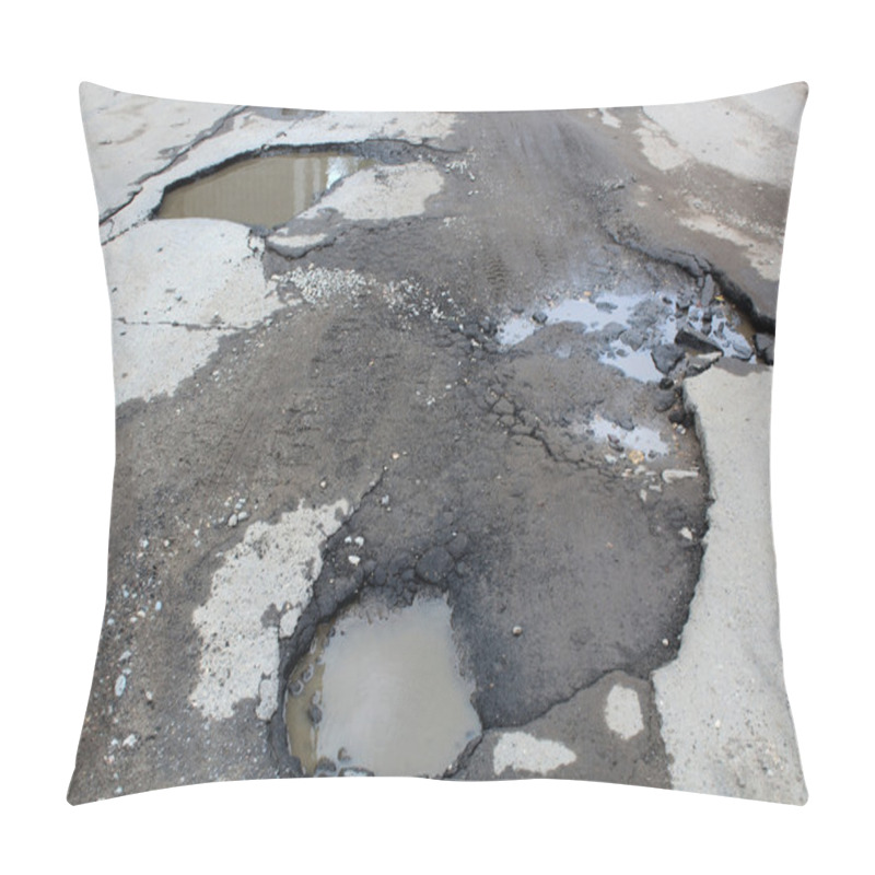 Personality  Road With Potholes And Puddles Pillow Covers