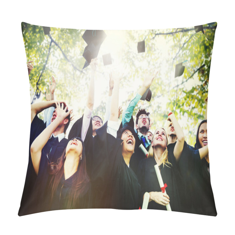 Personality  Diversity Students Celebrating Graduation Concept Pillow Covers