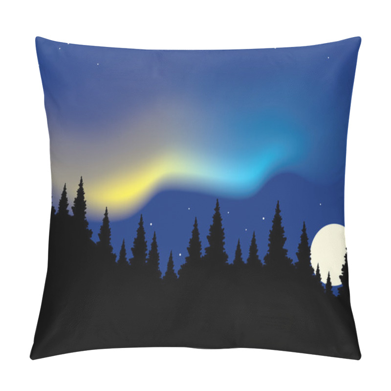 Personality  Vector Aurora Polaris Over Forest Pillow Covers