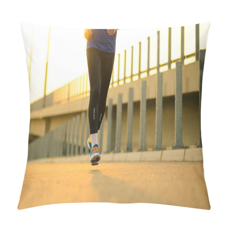 Personality  Close-up Of Male Sports Mans Legs Running At Sunset. Healthy Lifestyle And Active Sport Concept. Pillow Covers