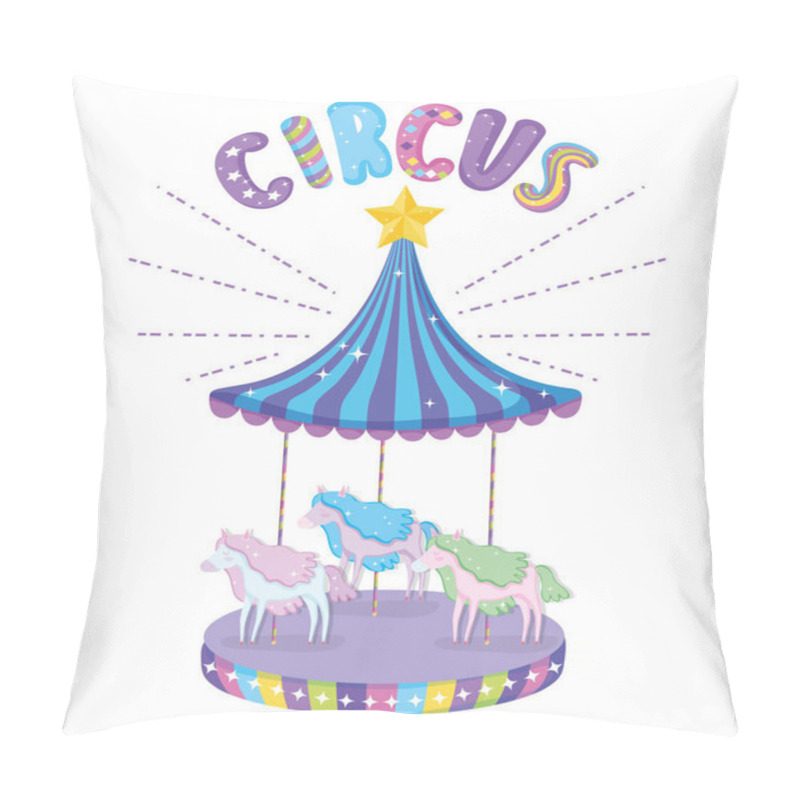 Personality  Circus With Electric Carousel Horses Game Vector Illustration Pillow Covers