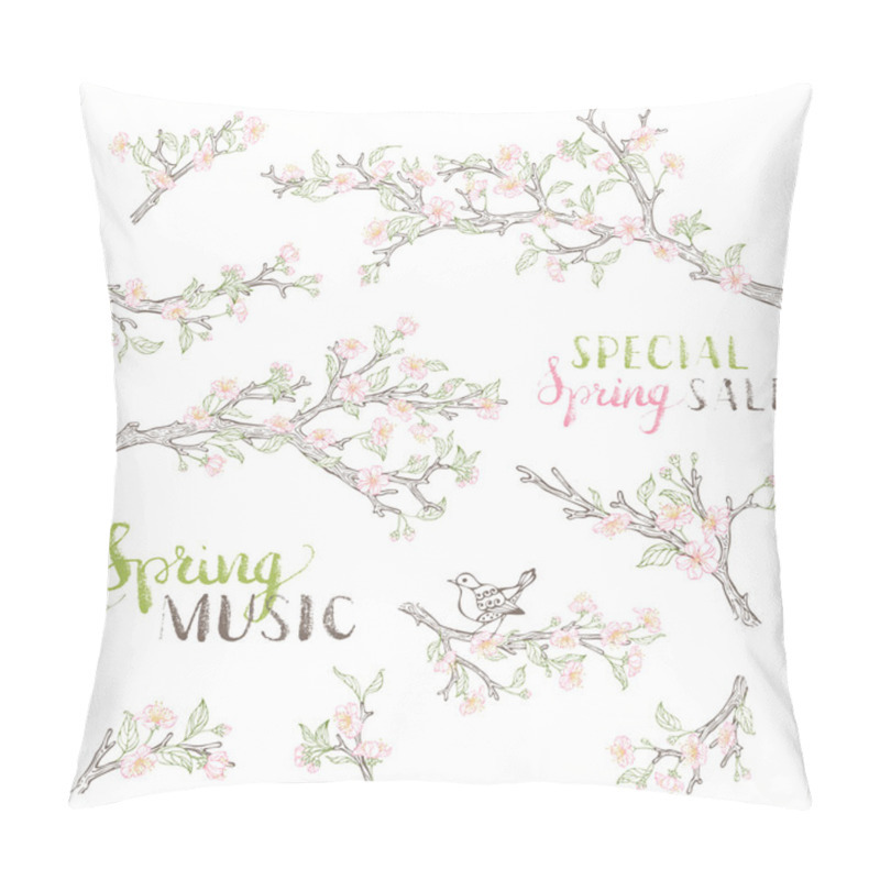 Personality  Vector Set Of Spring Branches In Bloom.  Pillow Covers