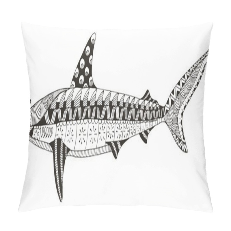 Personality  Hammerhead Shark Zentangle Stylized, Vector, Illustration, Pattern, Freehand Pencil, Hand Drawn. Zen Art. Pillow Covers