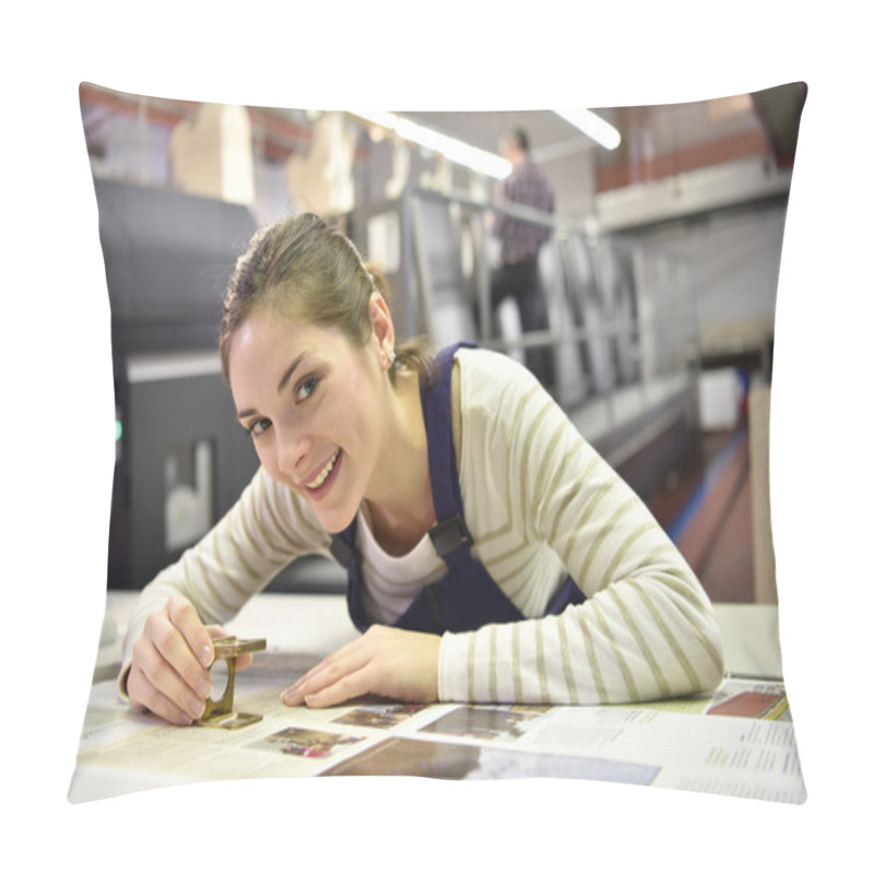 Personality  Woman Working In Print Shop Pillow Covers