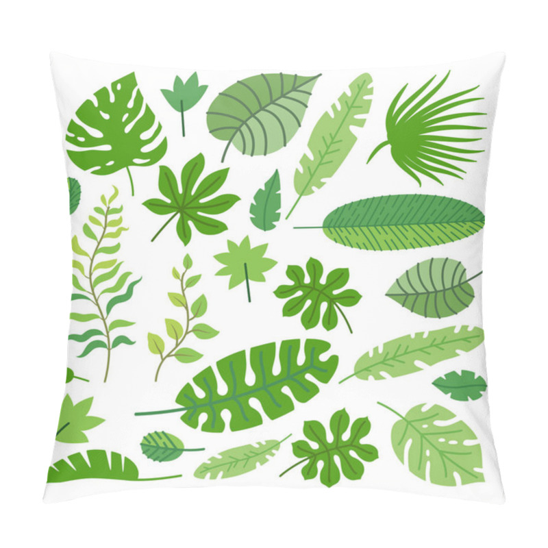 Personality  Set Of Tropical Leaves. Vector Rainforest Leaves Pillow Covers